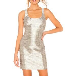 About Us Kenny Mini Dress Gold Metallic Bodycon XS XXS Revolve Party